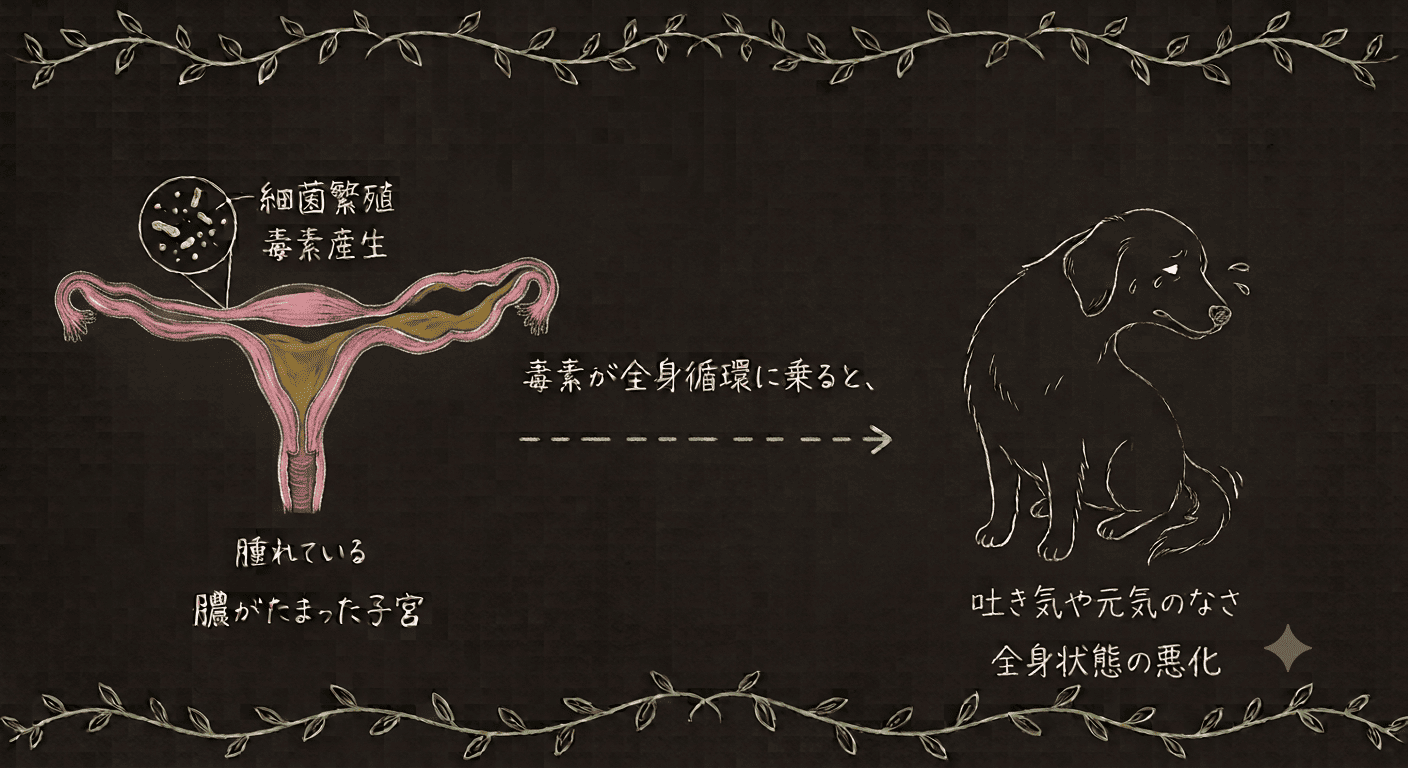 犬の子宮蓄膿症のメカニズム